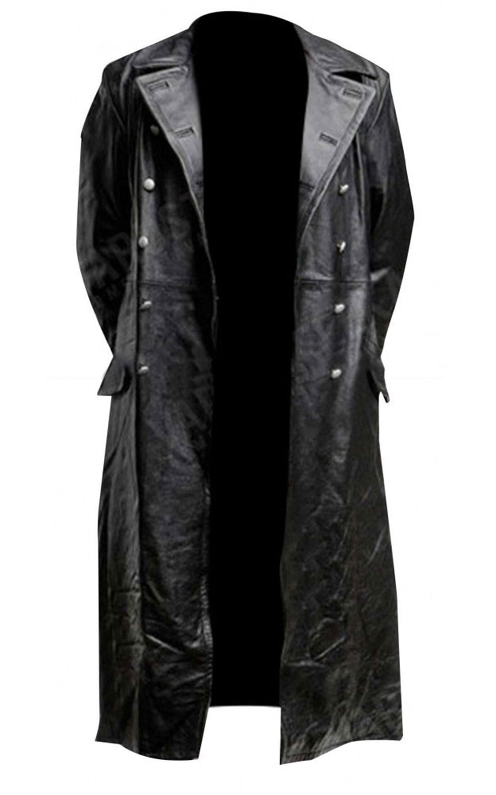 Mens leather trench coat gothic